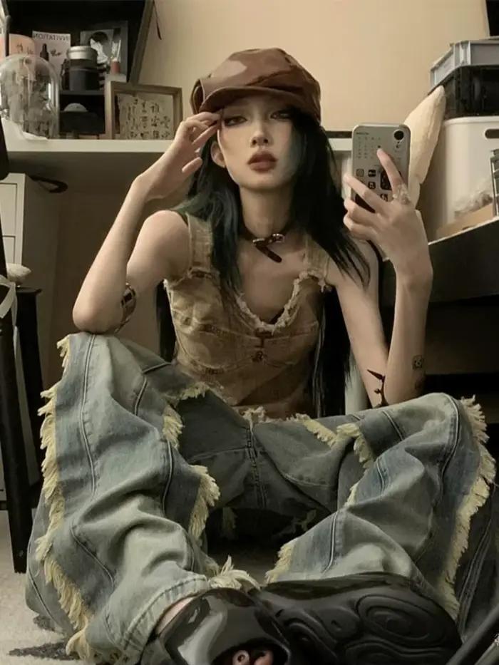 Harajuku femmes vêtements tunique Sexy réservoirs col en v sans manches Camis 2026 Ropa Mujer mode décontracté gland gilet été Y2k haut court