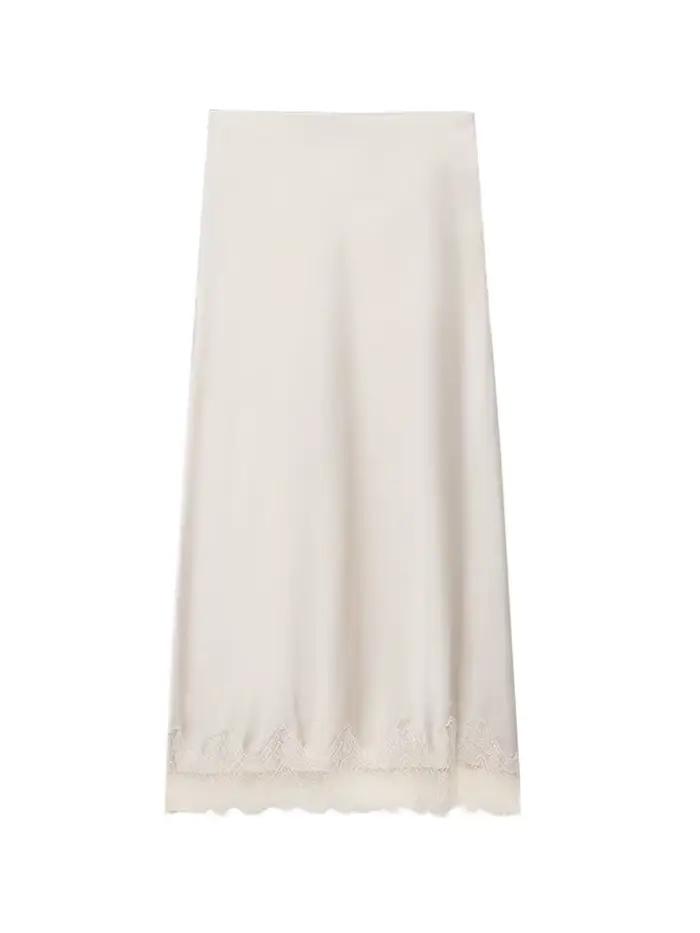 Jupe midi droite taille haute en dentelle pour femme