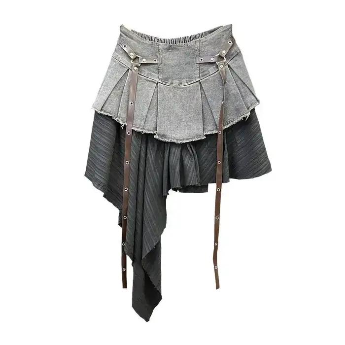 Jupe en jean d'été femmes taille haute a-ligne