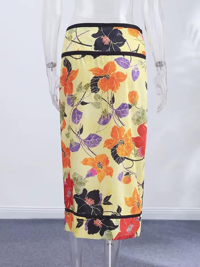 Jupe midi élégante à imprimé floral pour femme