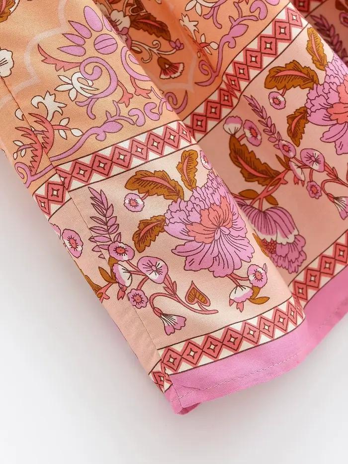 2025 BOHO rose contraste imprimé fleuri Maxi jupe longue épissé à volants ourlet Hippie femmes boule gland nœud taille balançoire jupes vacances