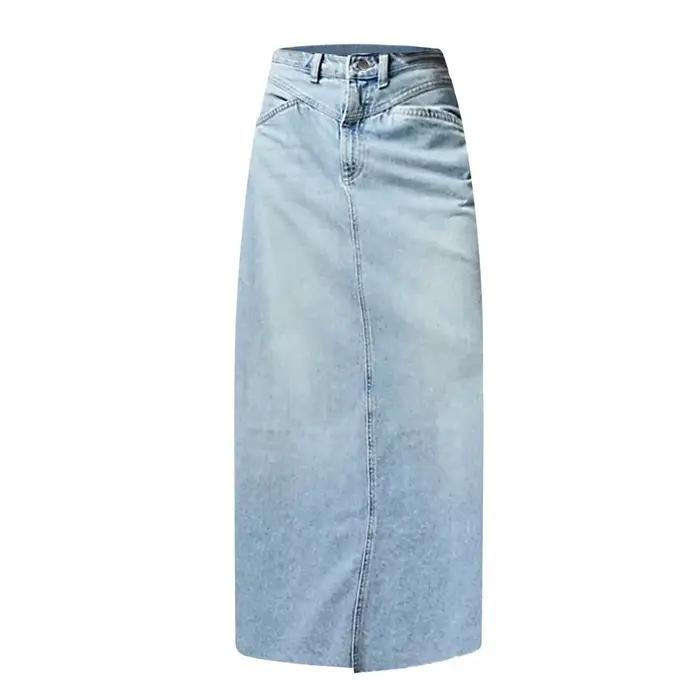 Jupe en jean maxi vintage décontractée pour femmes, ample, taille haute, ligne A, pour toutes les occasions, quotidienne, sportive, événements sociaux, plage