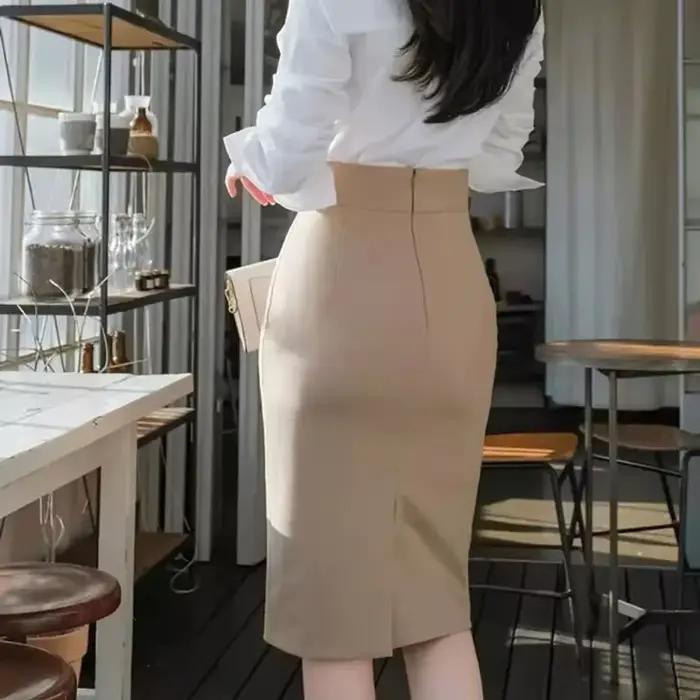 Smvp femmes bureau jupes crayon 2025 nouveau automne élégant mince taille haute