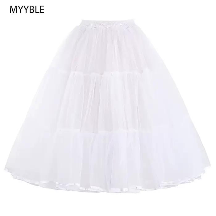 Jupons d'été jupe bouffante en Organza rétro robe Vintage sous-jupes femmes cerceaux grande taille danse Crinoline jupon blanc