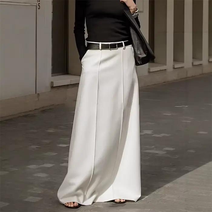 Jupes pour femmes 2025 nouveau printemps été mode noir blanc couleur ample taille haute décontractée bureau jupe longue
