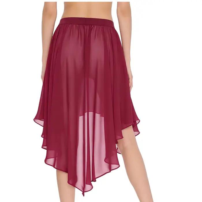 Jupe de danse lyrique moderne extensible en polyester pour femmes, jupe irrégulière à ourlet haut-bas, jupe de couverture, tenue de danse, vêtements de plage et occasions spéciales