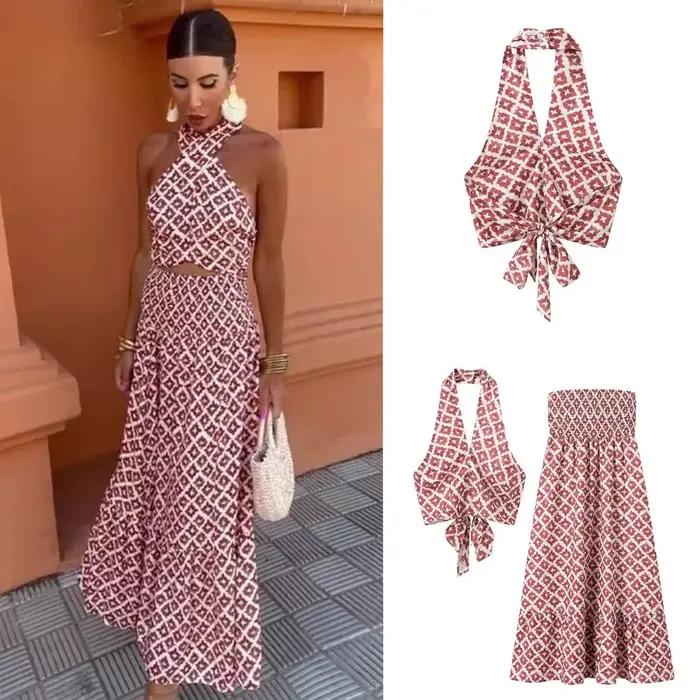 Ensemble jupe et haut imprimé tendance été pour femme