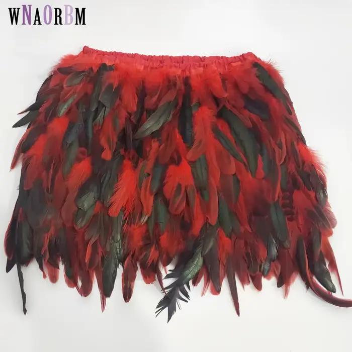 Nouvelle jupe courte en plumes de dinde 100% naturelles