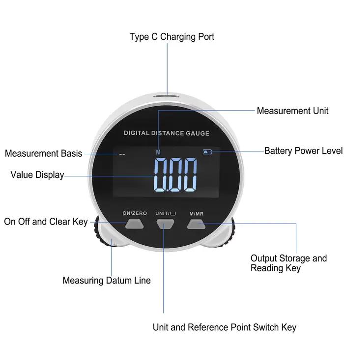 Jauge de Distance à écran LCD, jauge de Distance numérique, écran LCD Rechargeable, outil de mesure électronique à roulement longue Distance