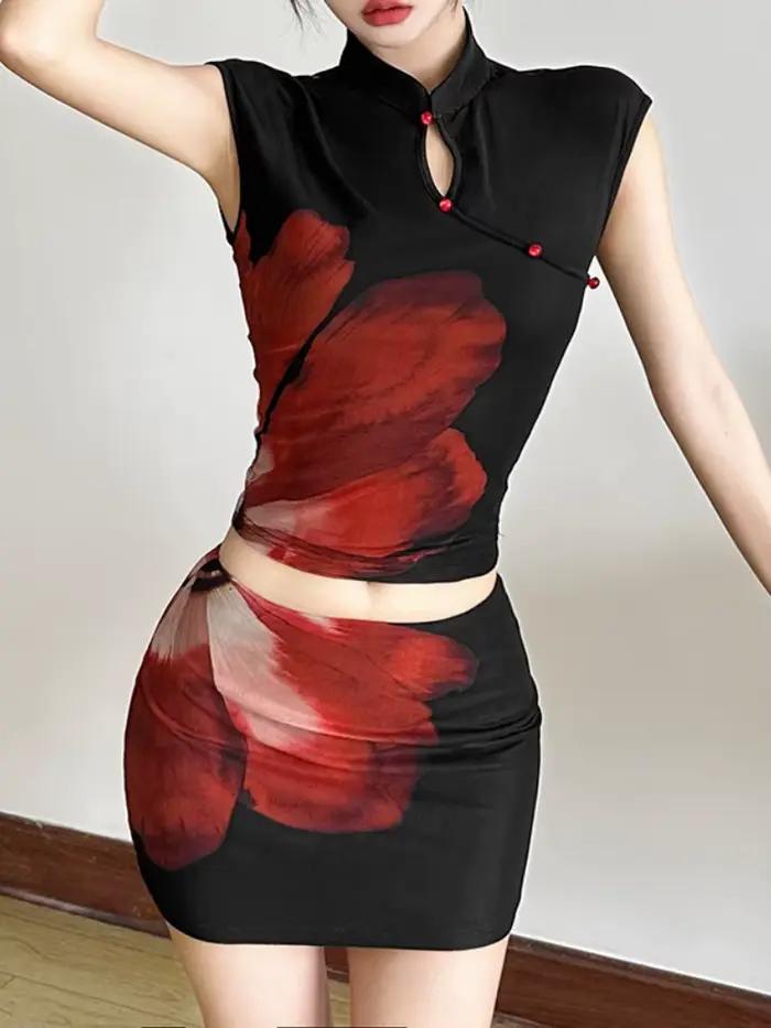 Ensemble De jupe à imprimé Floral pour femmes