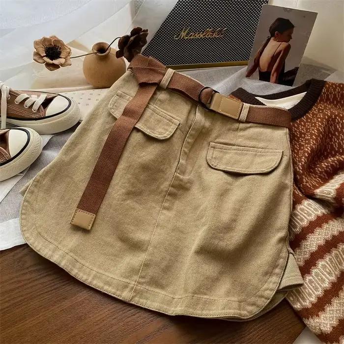 Jupe en jean style safari coréenne pour femmes