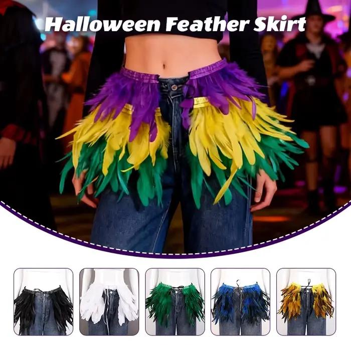 Jupe de plumes de Festival, boule de maquillage d'halloween, Costume Punk gothique, accessoires de spectacle sur scène, Mini jupe courte de fête pour femmes