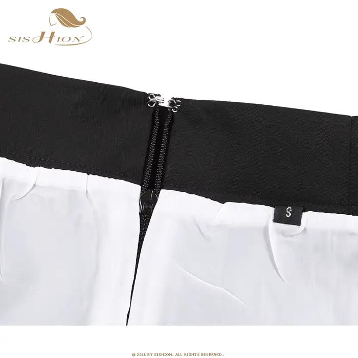 SISHION coton Sexy jupe noire SS0008 taille haute Vintage couleur unie Mini