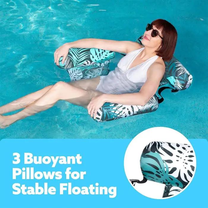 Chaise longue gonflable pour piscine, plage, loisirs, lits flottants, chaise longue flottante d'été avec accoudoirs et dossier