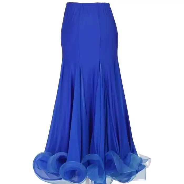 Jupes flamenco pour danse latine femmes jupe longue adulte salle de bal pratique femme moderne standard robe compétition enfants