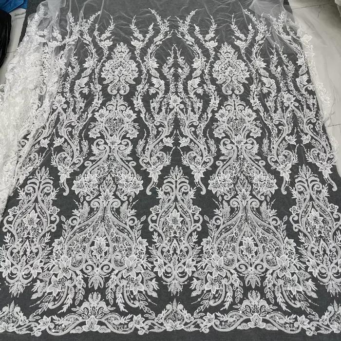 Robe de mariée haut de gamme unique et luxueuse de style palais, broderie en dentelle perlée, tissu brodé