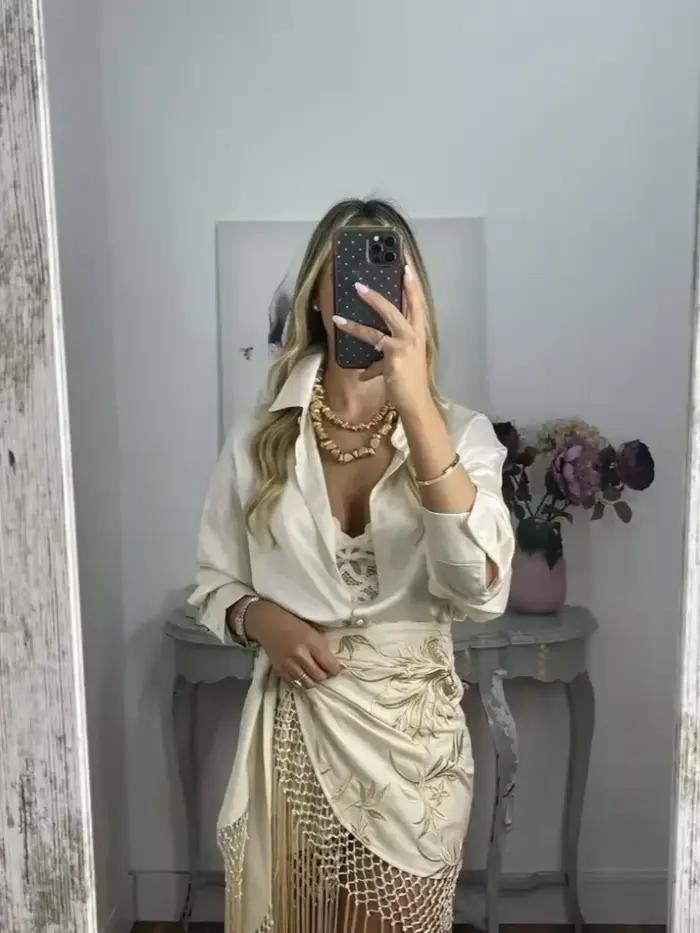 Mode gland brodé jupe élégante femmes maille à lacets court Kilt 2025 été nouveau Chic femme plage vacances Street Wear