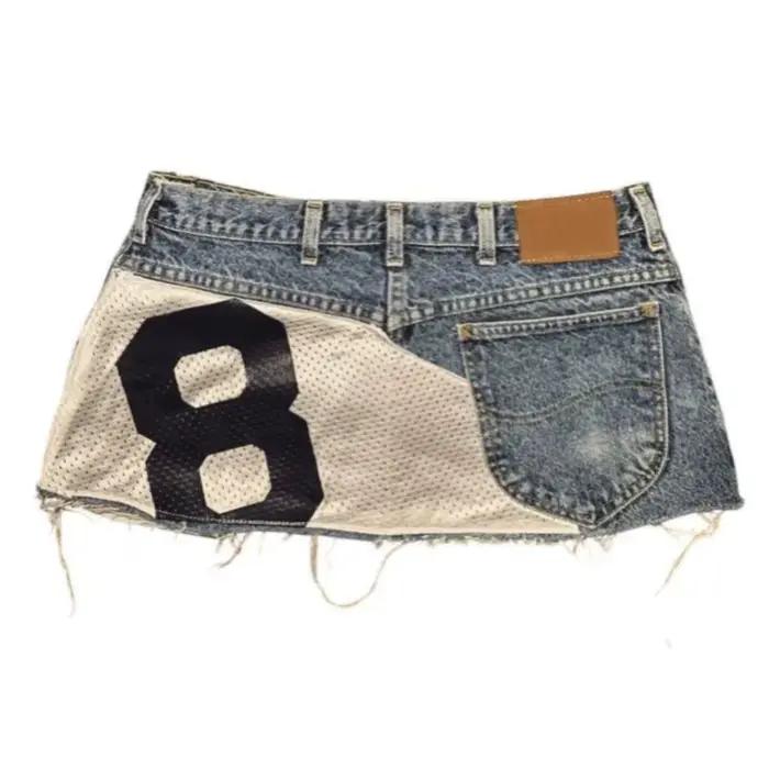 Mini-jupe en jean style jersey '8' avec empiècements