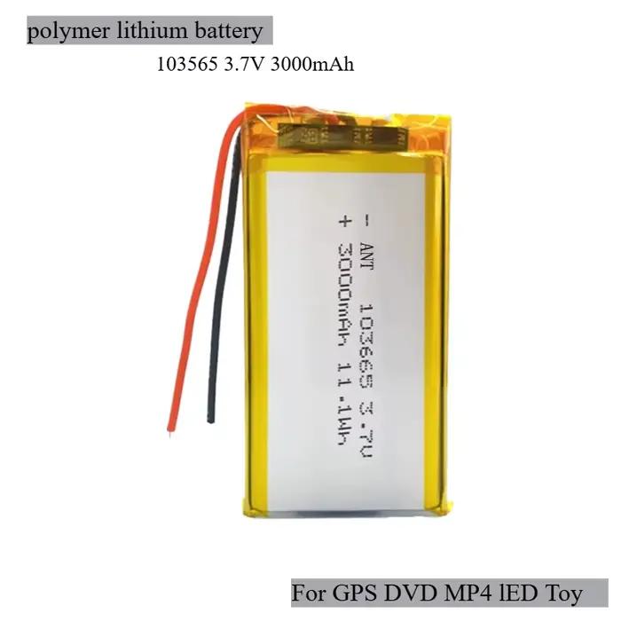 Grande capacité 3000mAh 103565 Batterie rechargeable au lithium polymère 3,7 V avec batterie ultra longue durée pour appareils intelligents/LED/bricolage