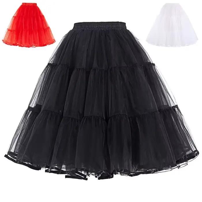 Jupons d'été jupe bouffante en Organza rétro robe Vintage sous-jupes femmes cerceaux grande taille danse Crinoline jupon blanc