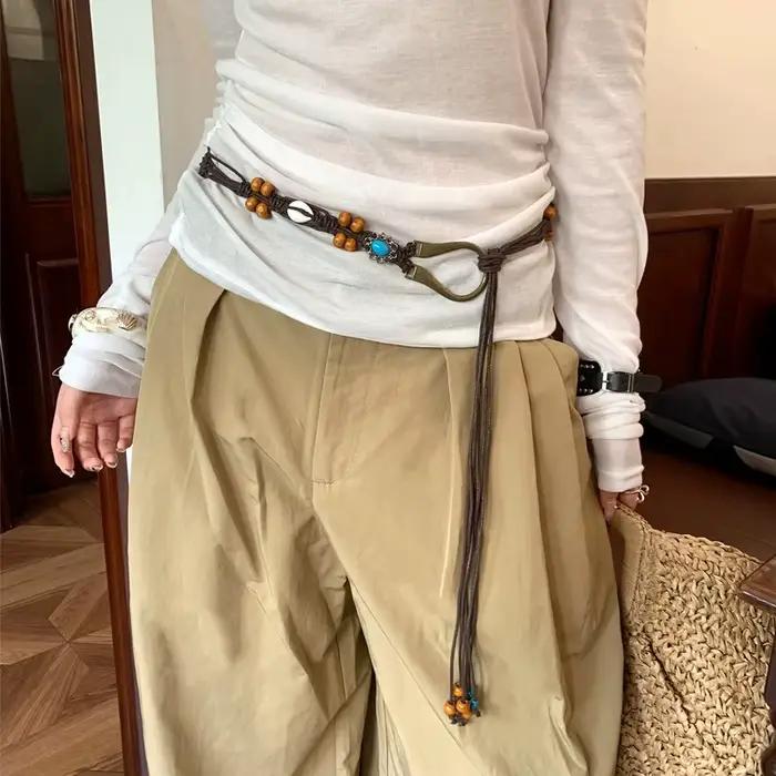 Ceinture de taille en perles de fleurs de Style bohémien pour femmes, jupe polyvalente haut de gamme et chaîne de taille en jean pour accessoire de ceinture d'été
