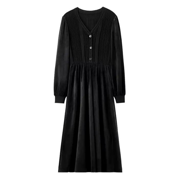 SENTUBILA Robes à manches longues pour femmes en velours côtelé