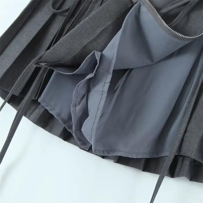 EllYANEllTIAN-Mini Jupe Trapèze Plissée pour Femme
