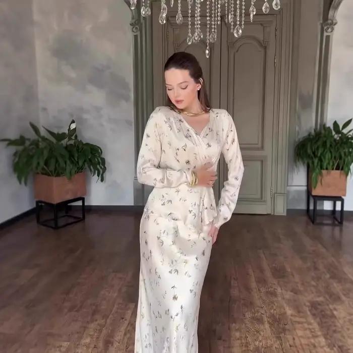 Femmes Eid jupes longues haut costume de fête musulman 2 pièces ensemble fleur imprimé dubaï Islam arabe saoudien tenues jupe Ensembles Ramadan