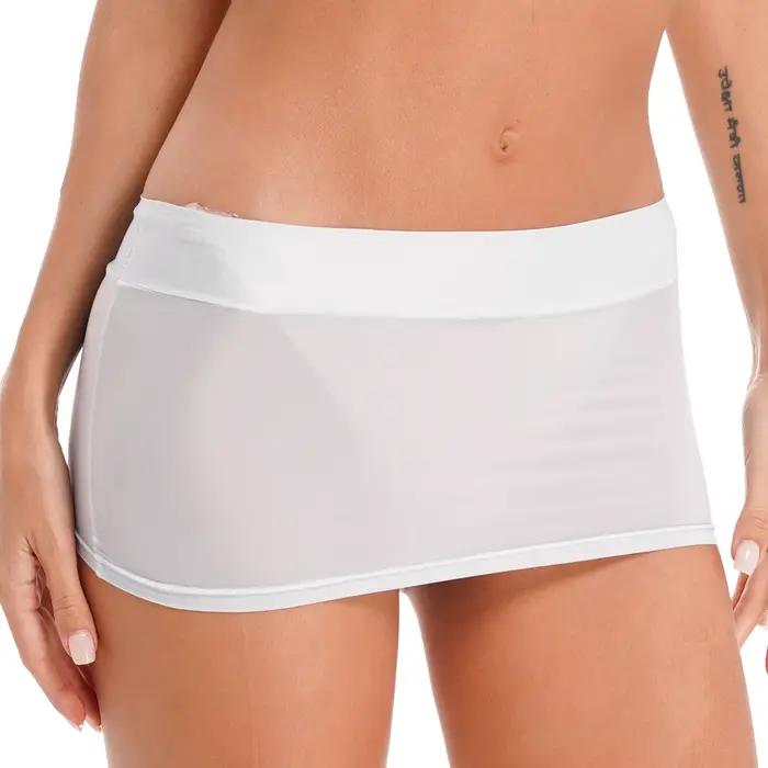 Mini-jupe crayon transparente sexy en nylon et élasthanne pour femmes, vêtements de plage, occasions spéciales et soirées festives