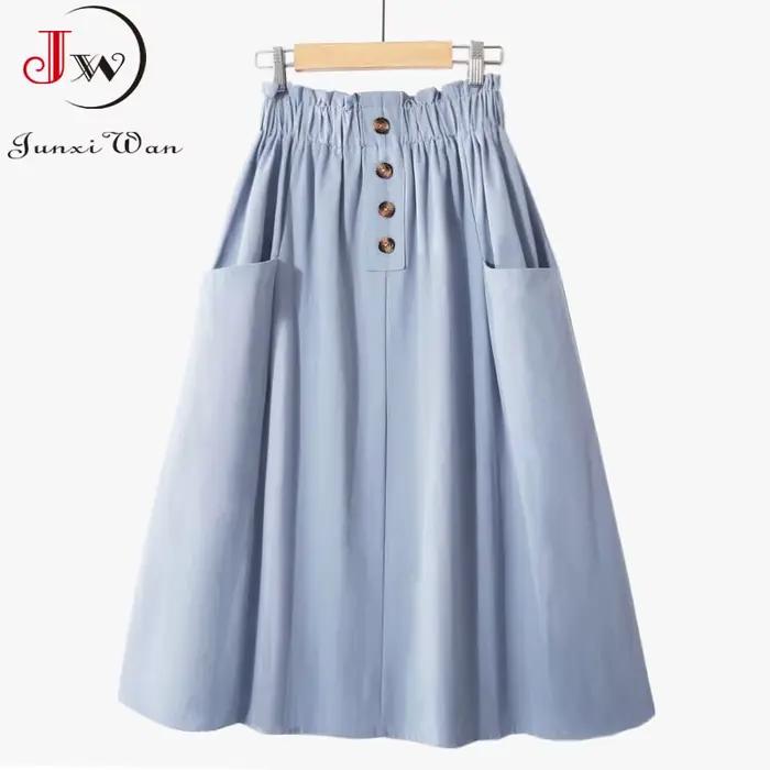 Jupe mi-longue taille haute A-Line avec poche pour femmes