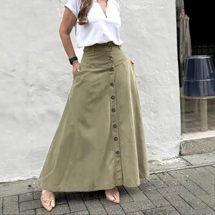 Falda Disfraz Ropa Mujer jupe boutonnée taille haute polyvalente pour l'automne hiver