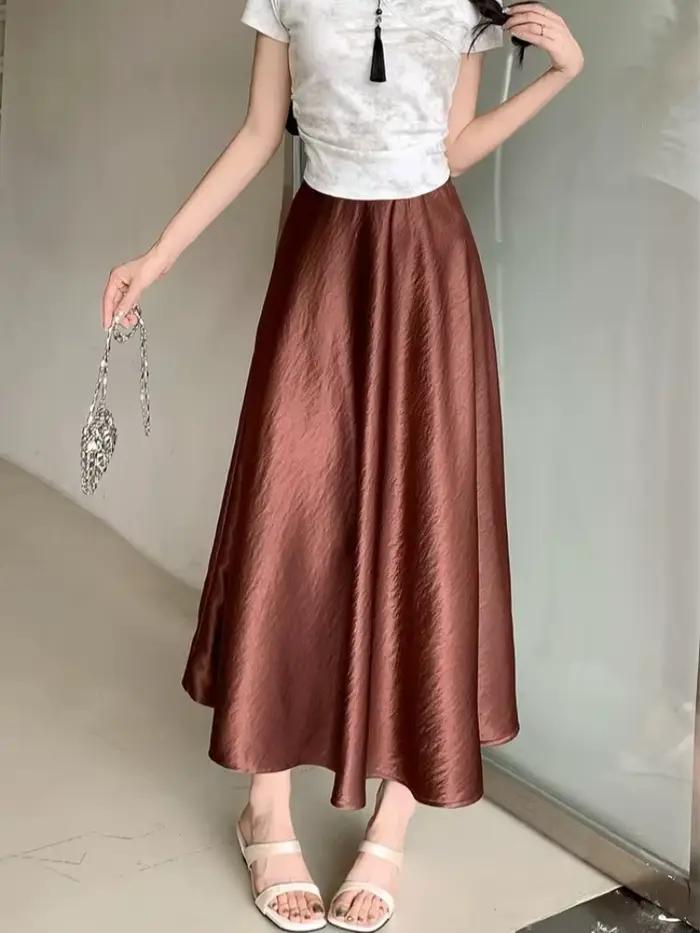 Jupe longue en satin d'été pour femme