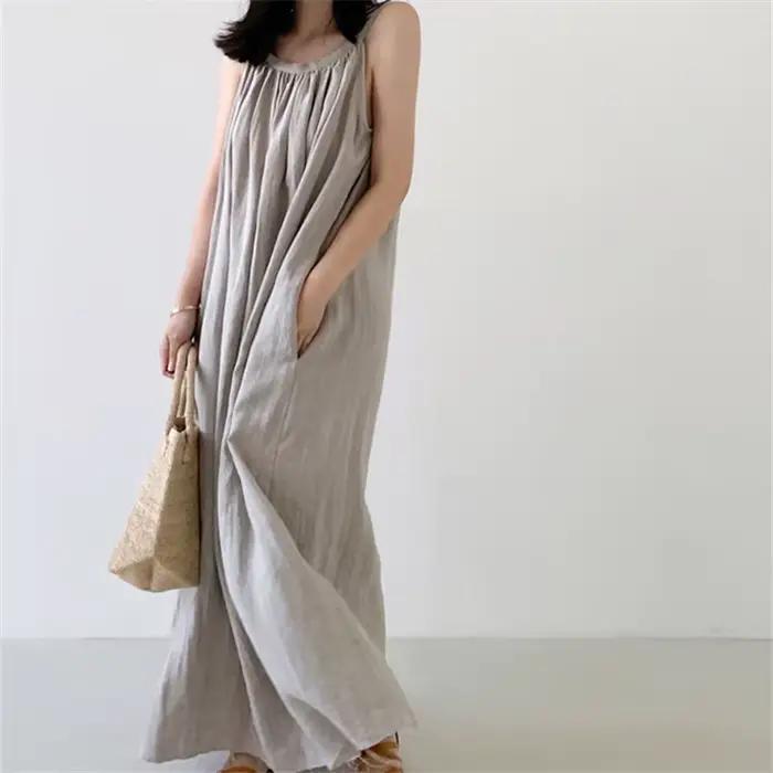 Robe Longue en Coton et Lin Précieux pour Femme