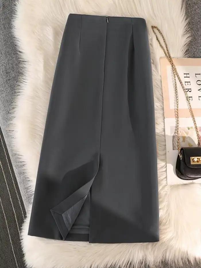 Jupe crayon taille haute zippée au dos pour femme