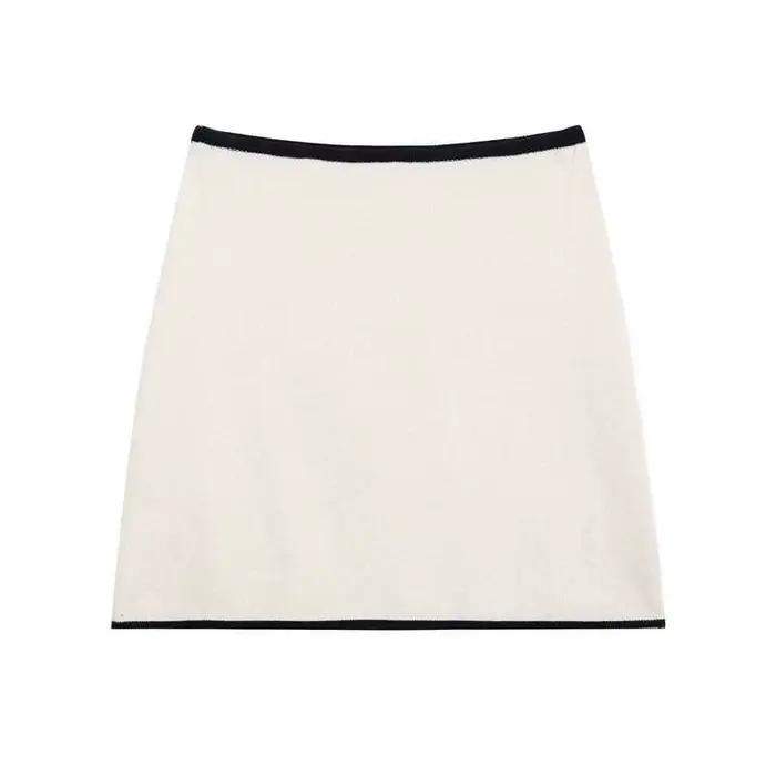 Ensemble jupe courte unie à col rond et coupe ample pour femme style décontracté printemps polyester polyvalent occasions spéciales