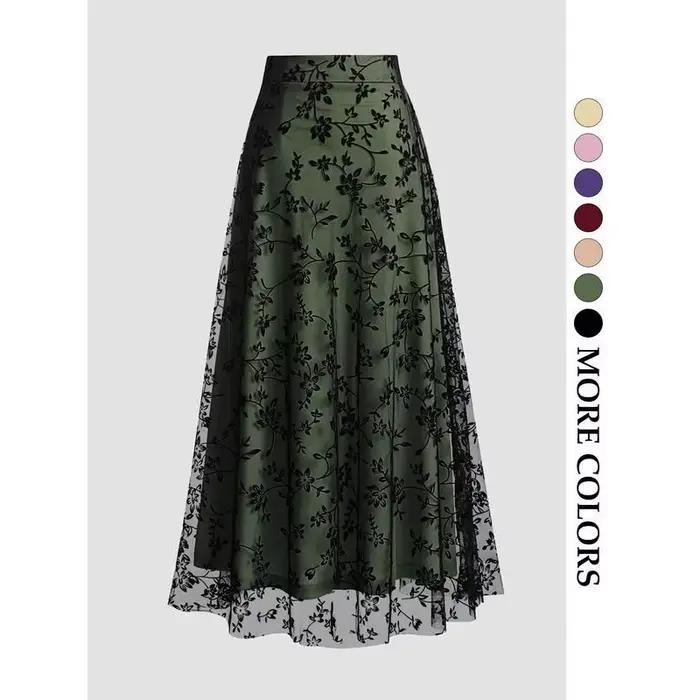 Jupe en tulle rétro couleur unie style années 50, élégante, pour femme et fille, été, deux couches, décontractée, en dentelle et résille.