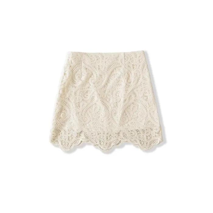 Jupe française Vintage en dentelle pour femmes