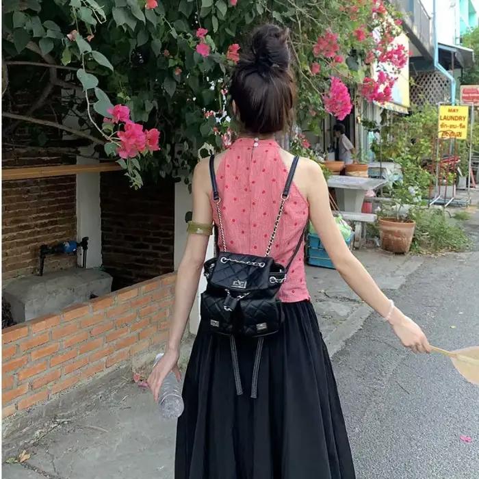 Jupe longue gothique à volants noire Vintage pour femmes