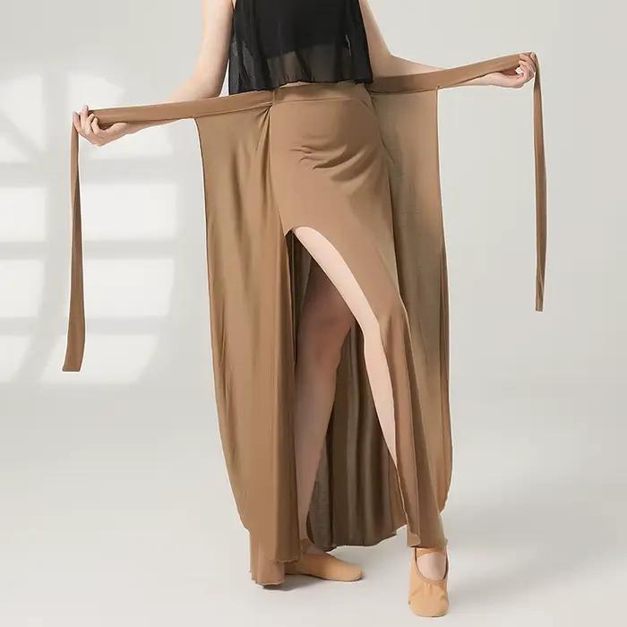Jupe fluide pantalon femmes danse classique pratique culottes ceinture enveloppante danseuse formation Fusion fée Ballet Dancewear côté fendu nouveau
