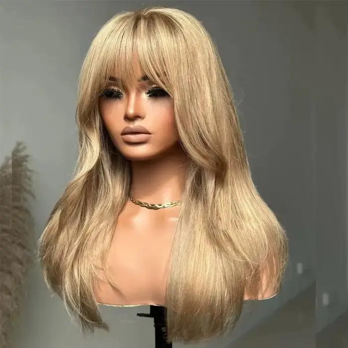 Perruque noire avec frange superposée vague de corps perruque avant en dentelle courte Bob dentelle frontale perruque 13x4 HD pré-épilée synthétique usage quotidien Cosplay
