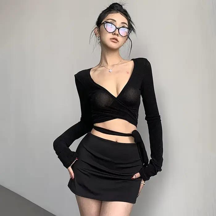 Femmes faux deux pièces jupe courte Sexy hanche levage Yoga