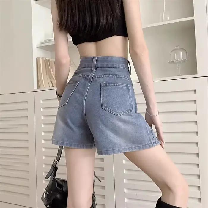 Jupe courte en jean amincissante pour femmes avec coupe trapèze fine, élégante et décontractée pour printemps été voyages et occasions spéciales