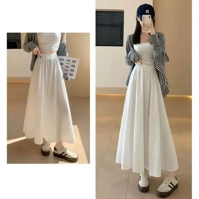 Jupe mi-longue blanche Style forêt pour femmes