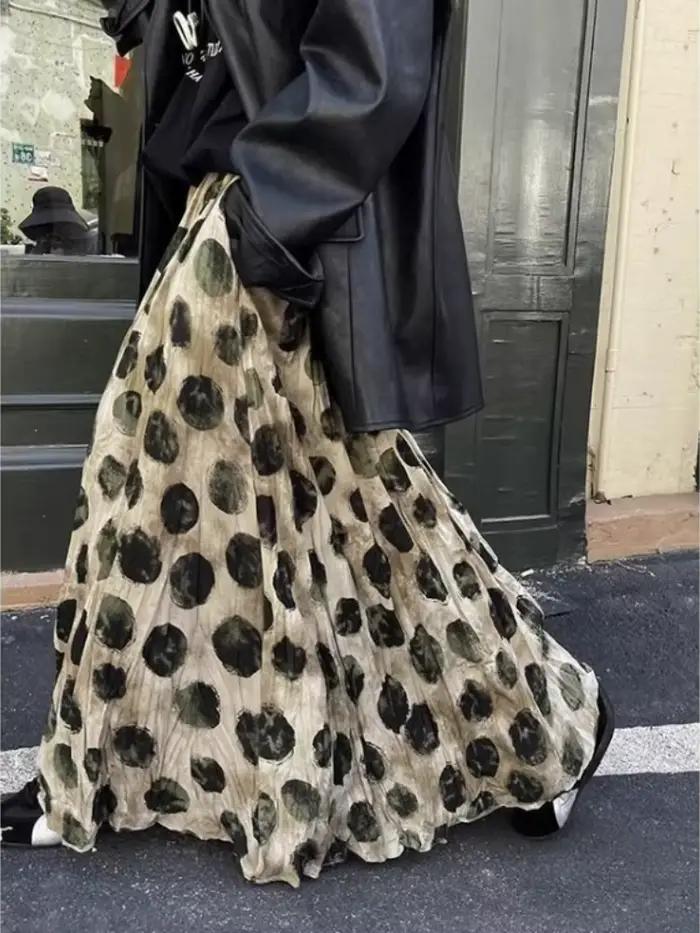 Jupe élégante à pois verts pour femmes