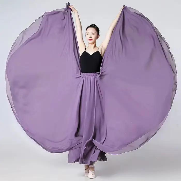 Jupe longue en mousseline de soie à 720 degrés pour femmes