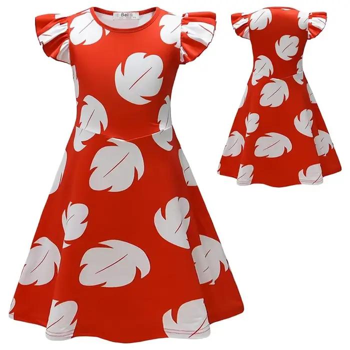Point dessin animé Lilo filles LILO filles jupe manches volantes robe fils fille robes décontractées Halloween Cosplay jupe