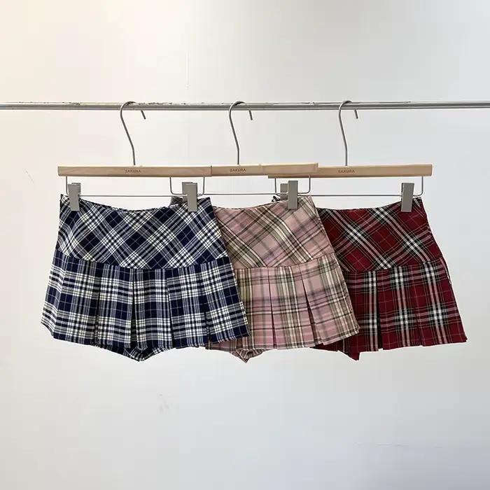 Mini jupe plissée taille haute pour femme