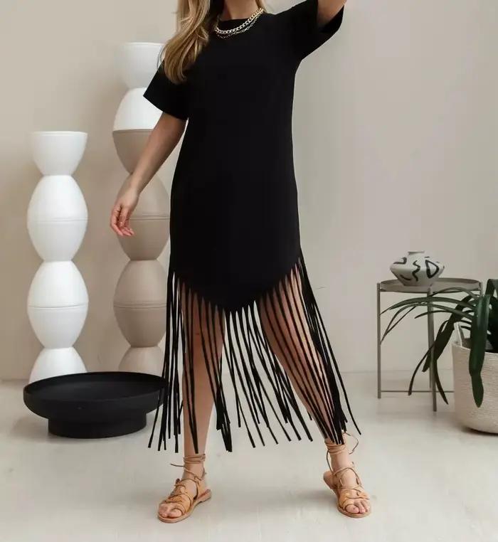 Robe longue florale pour femme, grande taille, T-shirt ample, jupe longue