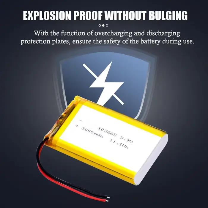 Grande capacité 3000mAh 103565 Batterie rechargeable au lithium polymère 3,7 V avec batterie ultra longue durée pour appareils intelligents/LED/bricolage
