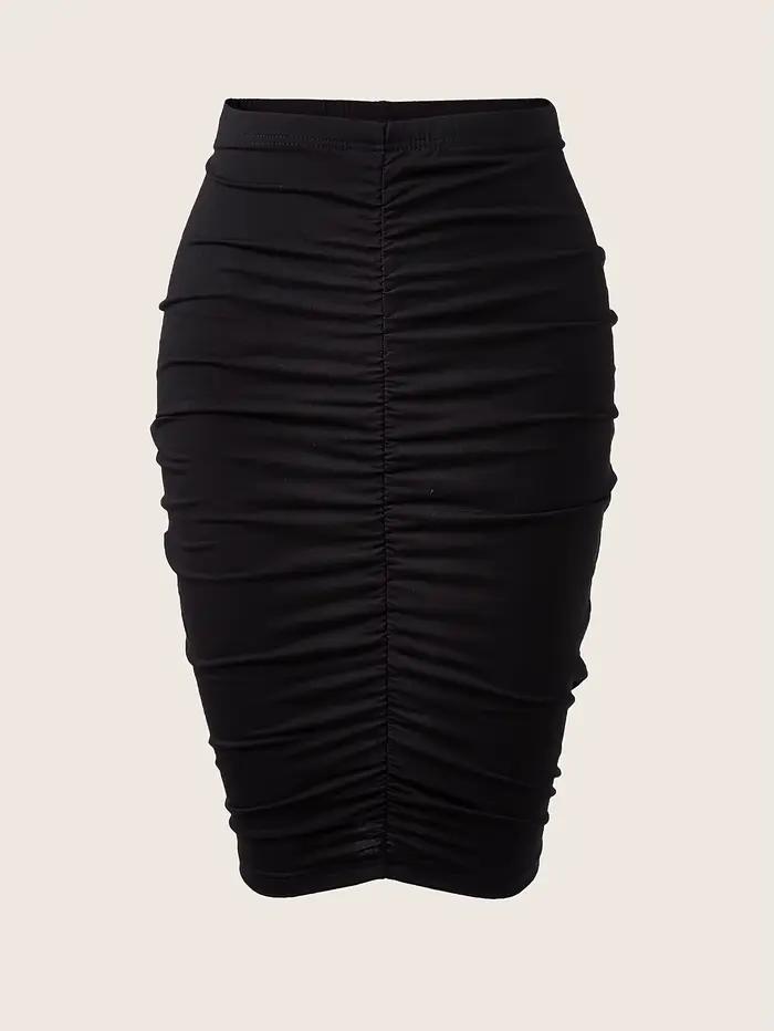 Jupe froncée élégante taille haute avec évent arrière pour femme – Parfaite pour la mode printemps et été
